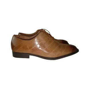 Antonio Cerrelli  Men's 6611 Scotch Exotic  Tan Lace Up" EEL print Shoes "sz 11
